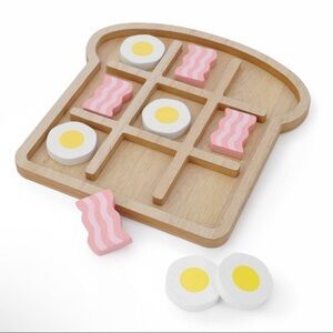 New! Target Bullseye Playground Wooden Breakfast Tic-Tac-Toe Game, Bacon & Eggs